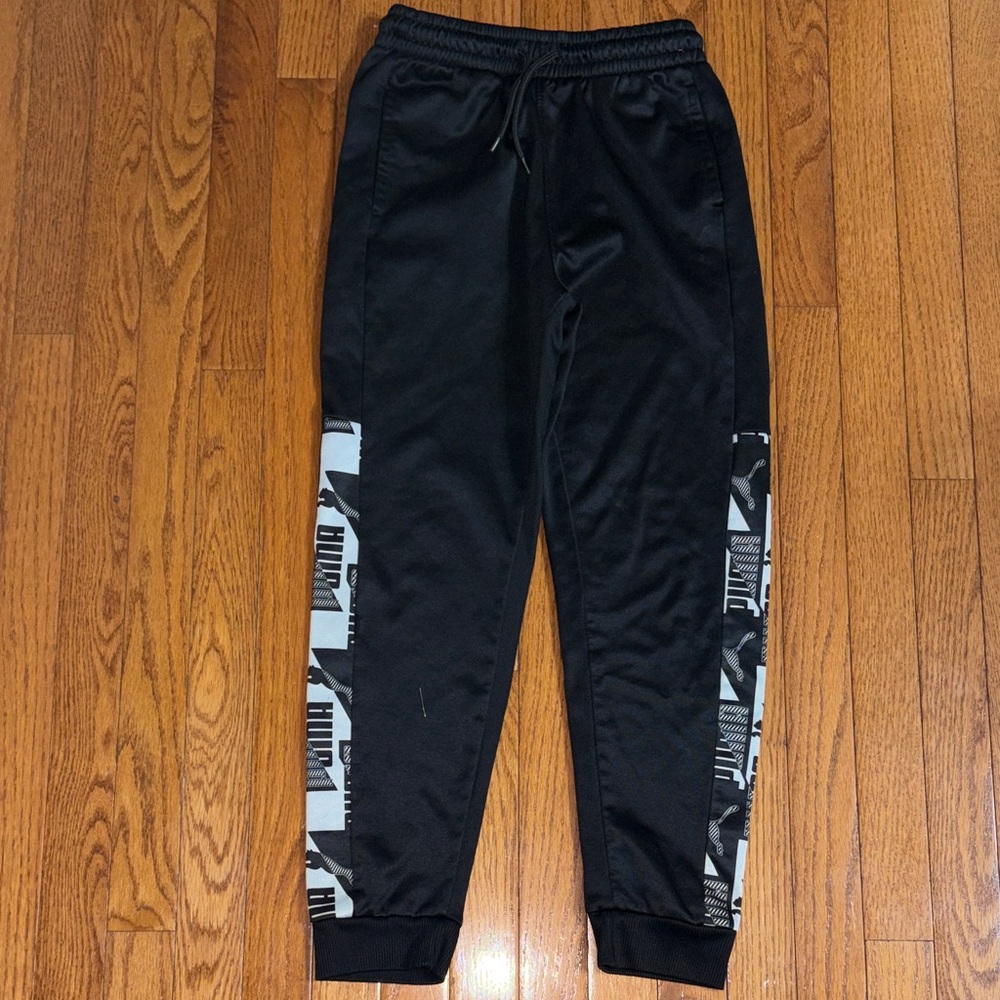 Puma Black Joggers with Graphic Side Panels